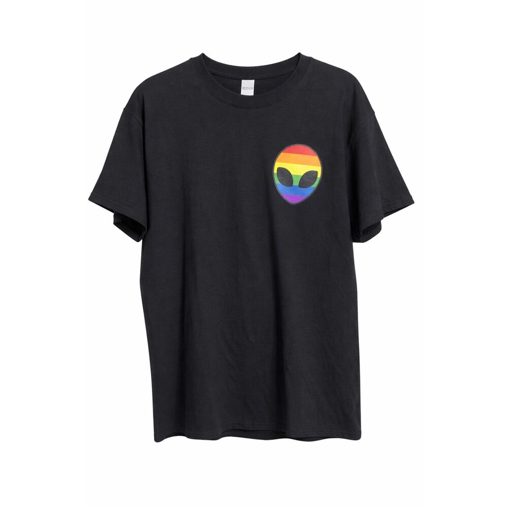 Black Rainbow Alien Graphic T-Shirt – Pride Graphic Tee, Short Sleeve